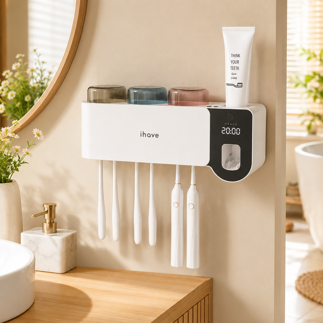 iHave Toothbrush Sanitizer Holder: Auto-Cycle UV Disinfection & Magnetic Wall-Mount